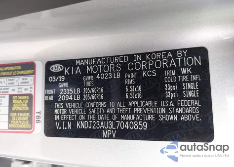 2020 Kia Soul S из США, поврежденный, VIN KNDJ23AU3L7040859